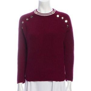 MAJE burgundy button-detailed sweater cotton blend